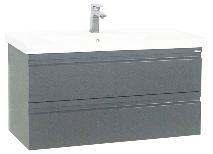 Set Baza front MDF si Lavoar seria 786, cadru metalic, cu sertare, 90 cm, antracit [2]