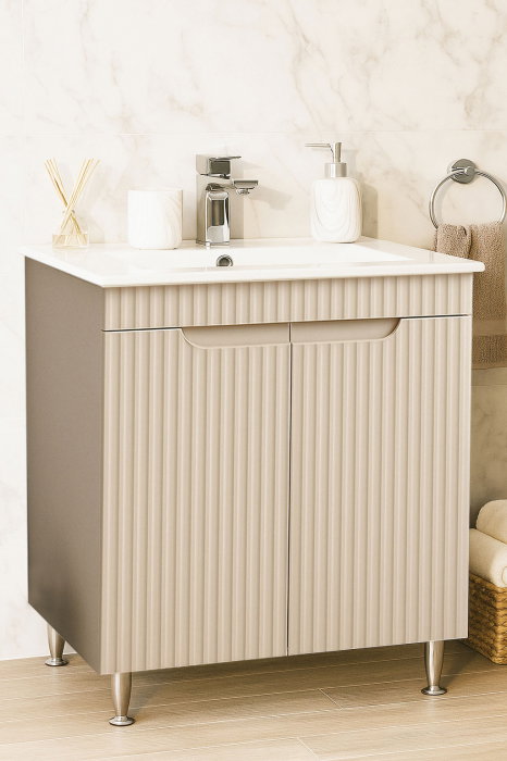 Set Baza front MDF si Lavoar seria 033, montat, 70 cm, crem [1]