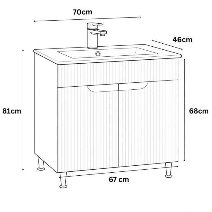Set Baza front MDF si Lavoar seria 033, montat, 70 cm, crem [3]
