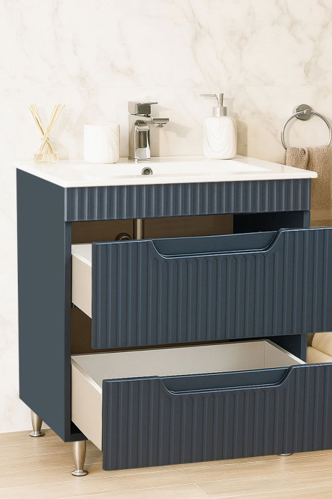 Set Baza front MDF si Lavoar seria 033, cu sertare, montat, 70 cm, antracit [2]