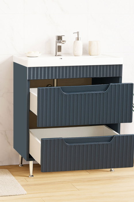 Set Baza front MDF si Lavoar seria 733, cu sertare, montat, 70 cm, antracit [2]