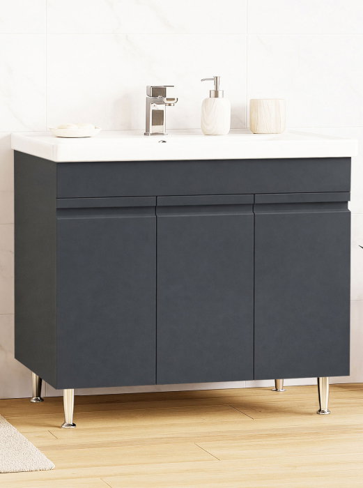 Set Baza front MDF si Lavoar seria 786, montata, 100 cm, antracit [1]