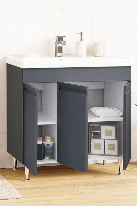 Set Baza front MDF si Lavoar seria 786, montata, 80 cm, antracit [2]