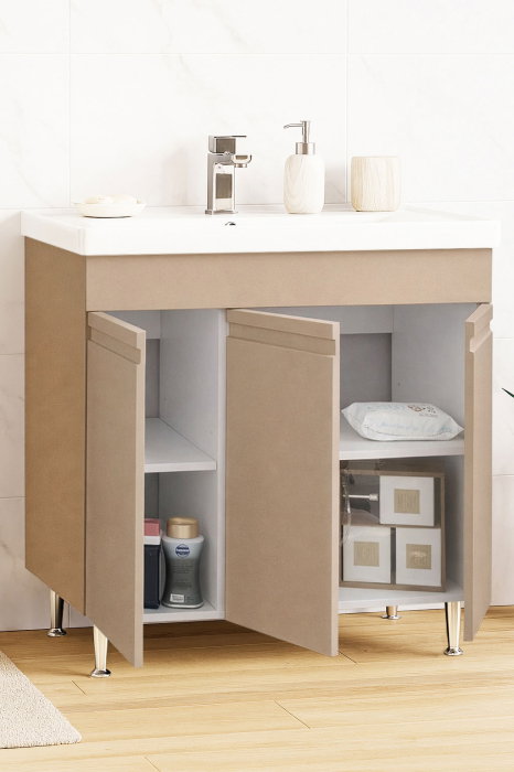 Set Baza front MDF si Lavoar seria 786, montat, 80 cm, cappuccino [2]