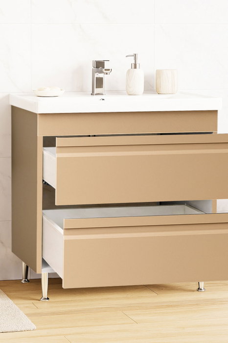 Set Baza front MDF si Lavoar seria 786, cu sertare, montat, 80 cm, cappuccino [2]