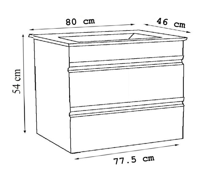 Set Baza front MDF si Lavoar seria 786, suspendata, cu sertare, montat, 80 cm, antracit [3]