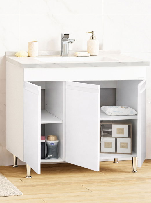 Set Baza front MDF si Lavoar seria 886, montat, 100 cm, alb [2]