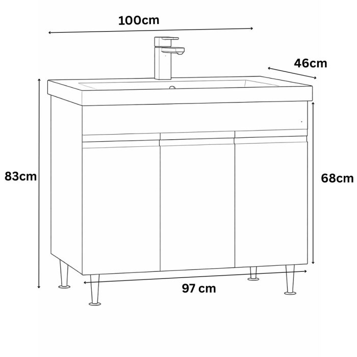 Set Baza front MDF si Lavoar seria 886, montat, 100 cm, antracit [3]