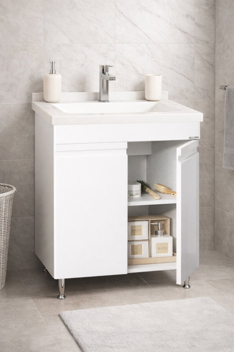 Set Baza front MDF si Lavoar seria 886, montat, 60 cm, alb [2]