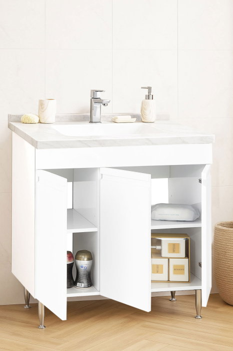 Set Baza front MDF si Lavoar seria 886, montat, 80 cm, alb [2]