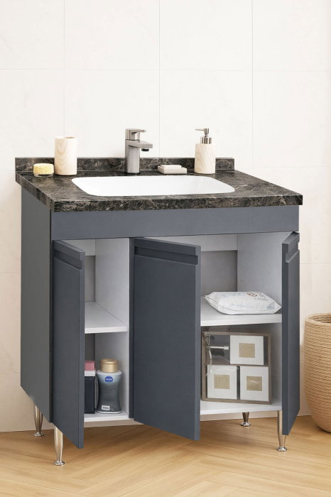 Set Baza front MDF si Lavoar seria 886, montat, 80 cm, antracit [2]