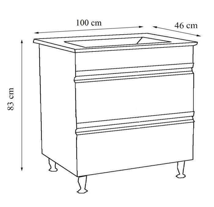 Set Baza front MDF si Lavoar seria 886, cu sertare, montat, 100 cm, antracit [3]