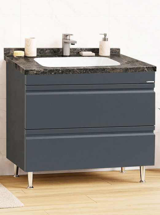 Set Baza front MDF si Lavoar seria 886, cu sertare, montat, 100 cm, antracit [1]