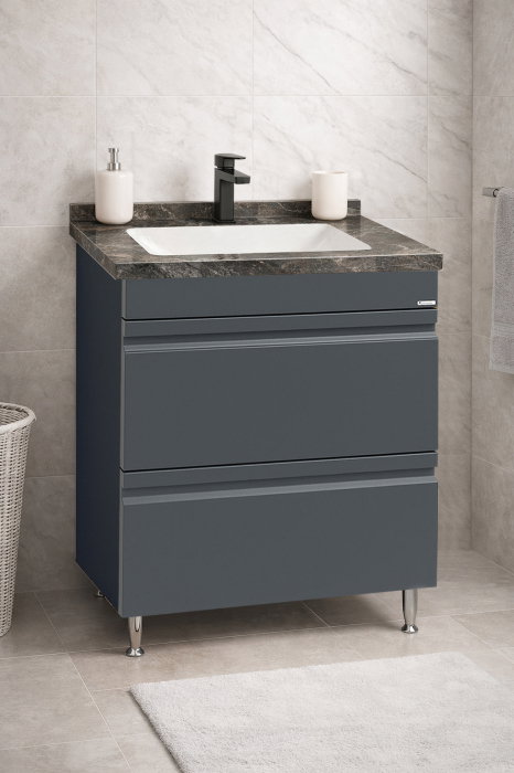 Set Baza front MDF si Lavoar seria 886, cu sertare, montata, 60 cm, antracit [1]