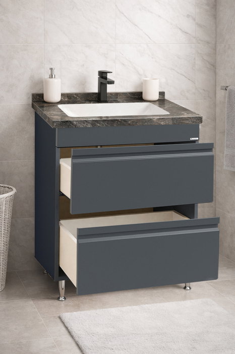 Set Baza front MDF si Lavoar seria 886, cu sertare, montata, 60 cm, antracit [2]