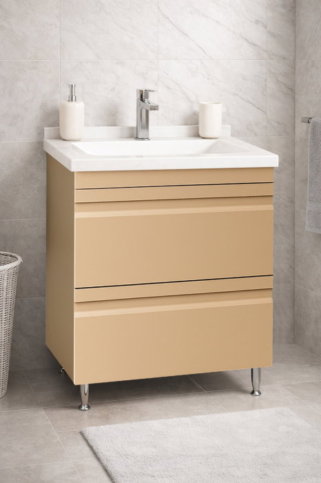 Set Baza front MDF si Lavoar seria 886, cu sertare, montat, 60 cm, cappuccino [1]