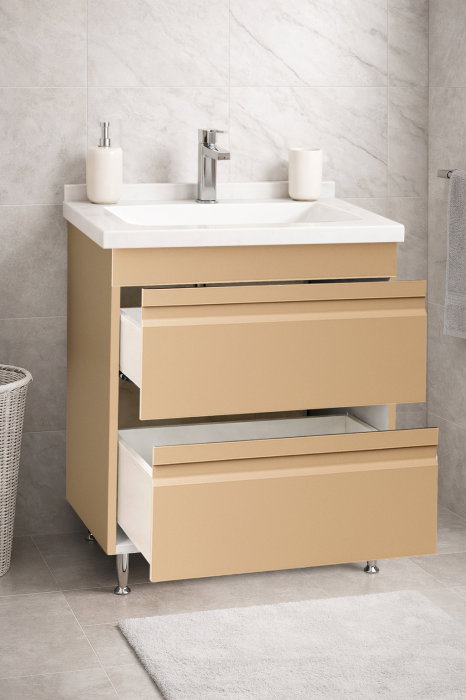 Set Baza front MDF si Lavoar seria 886, cu sertare, montat, 60 cm, cappuccino [2]