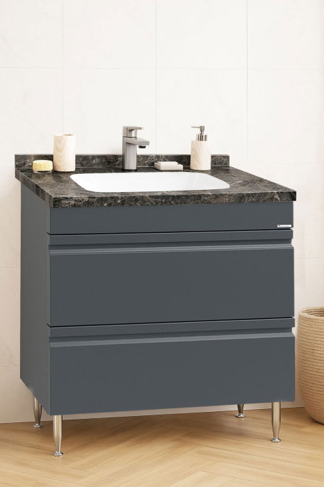 Set Baza front MDF si Lavoar seria 886, cu sertare, montat, 80 cm, antracit [1]