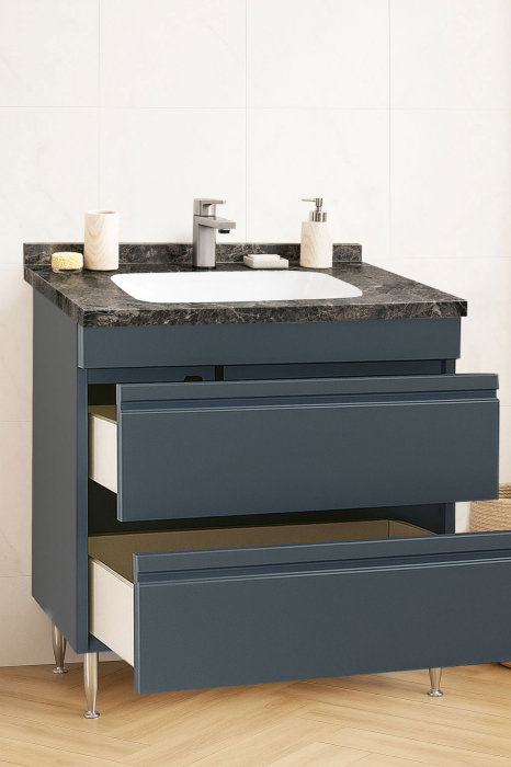 Set Baza front MDF si Lavoar seria 886, cu sertare, montat, 80 cm, antracit [2]