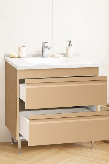 Set Baza front MDF si Lavoar seria 886, cu sertare, montat, 80 cm, cappuccino [2]