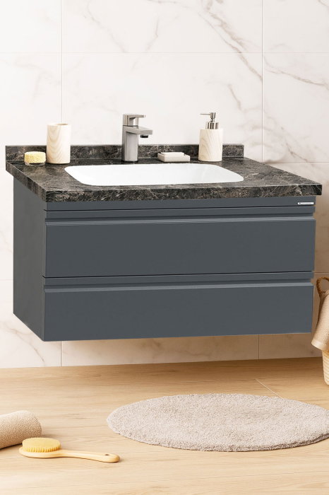 Set Baza front MDF si Lavoar seria 886, suspendata, cu sertare, montat, 100 cm, antracit [1]