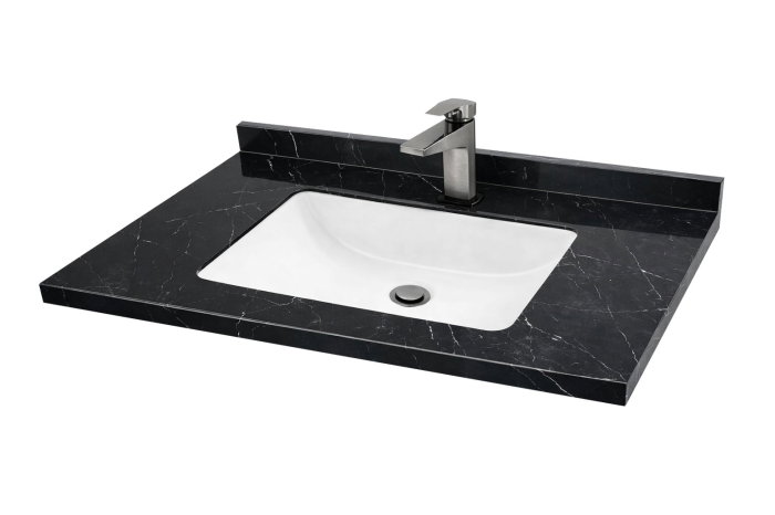 Set Baza front MDF si Lavoar seria 886, suspendata, cu sertare, montat, 100 cm, negru [4]