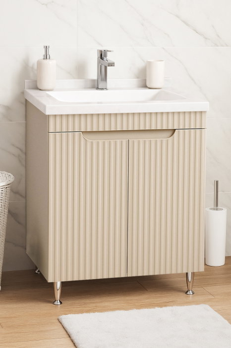 Set Baza front MDF si Lavoar seria 833, montat, 60 cm, crem [1]