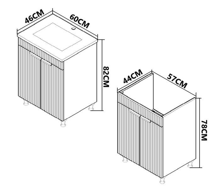 Set Baza front MDF si Lavoar seria 833, montat, 60 cm, negru [3]