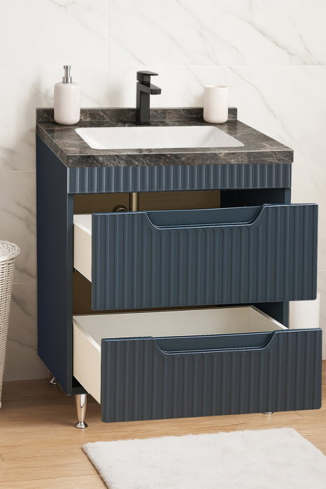 Set Baza front MDF si Lavoar seria 833, cu sertare, montat, 60 cm, antracit [2]