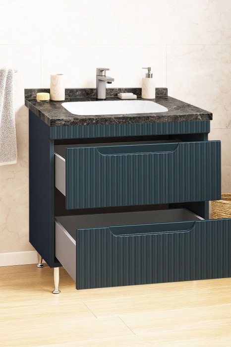 Set Baza front MDF si Lavoar seria 833, cu sertare, montat, 80 cm, antracit [2]