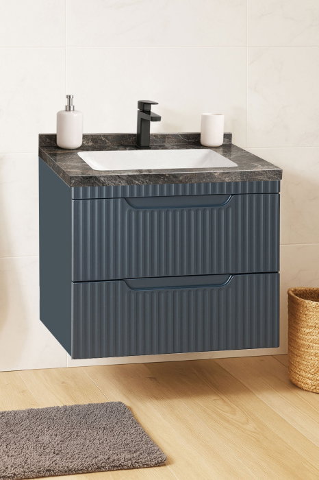 Set Baza front MDF si Lavoar seria 833, suspendata, cu sertare, montat, 60 cm, antracit [1]