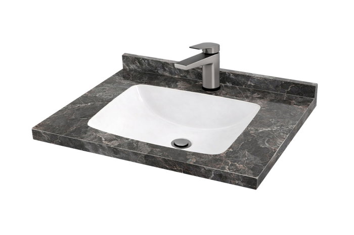 Set Baza front MDF si Lavoar seria 833, suspendata, cu sertare, montat, 80 cm, antracit [4]