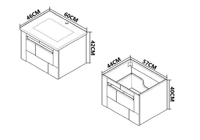 Set Baza front MDF si Lavoar seria 032, suspendata, cu sertar, montat, 60 cm, antracit + sonoma [5]