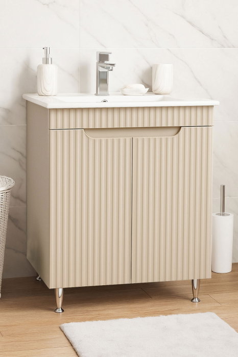 Set Baza front MDF si Lavoar seria 033, montat, 60 cm, crem [1]