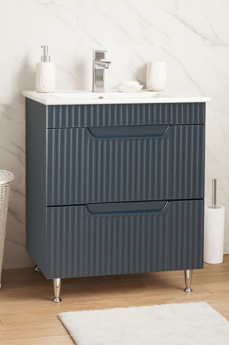 Set Baza front MDF si Lavoar seria 033, cu sertare, 60 cm, antracit