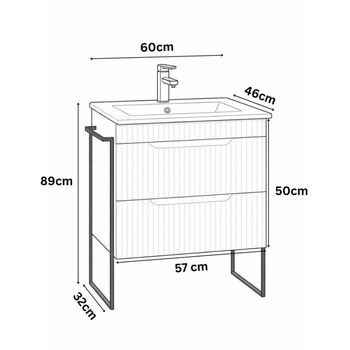 Set Baza front MDF si Lavoar seria 033, cadru metalic, sertare, montata, 60 cm, antracit [3]