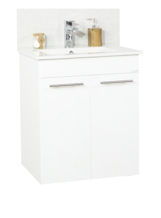 Set Baza front MDF si Lavoar seria 054, cadru metalic, montata, 60 cm, alb [2]