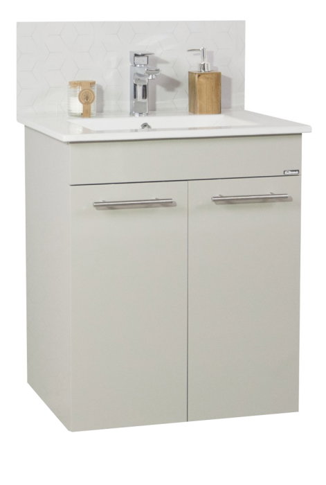 Set Baza front MDF si Lavoar seria 054, cadru metalic, montata, 60 cm, taupe [2]