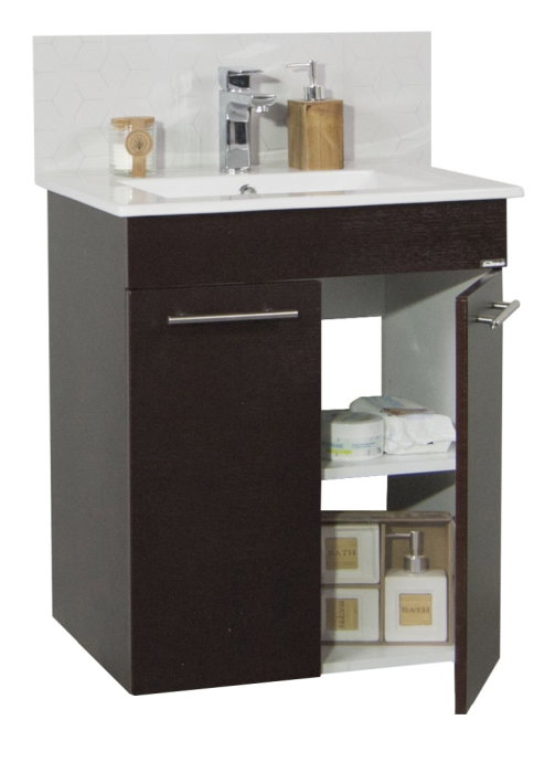 Set Baza front MDF si Lavoar seria 054, cadru metalic, montata, 60 cm, wenge [2]