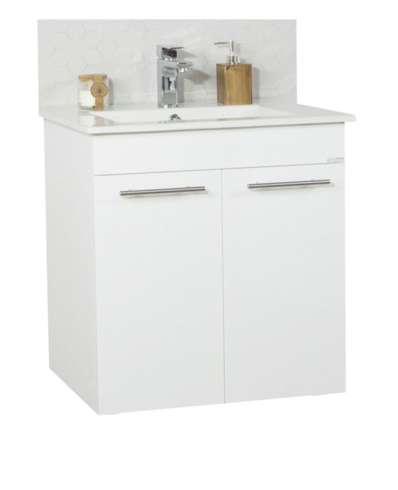 Set Baza front MDF si Lavoar seria 054, cadru metalic, montata, 70 cm, alb [3]