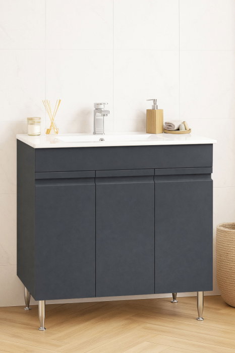Set Baza front MDF si Lavoar seria 086, montata, 80 cm, antracit [1]