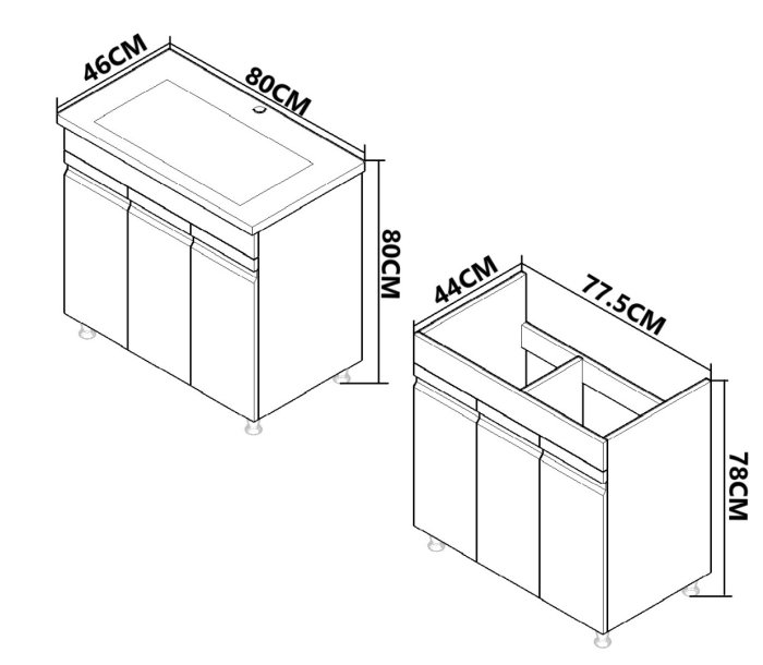 Set Baza front MDF si Lavoar seria 086, montata, 80 cm, antracit [3]