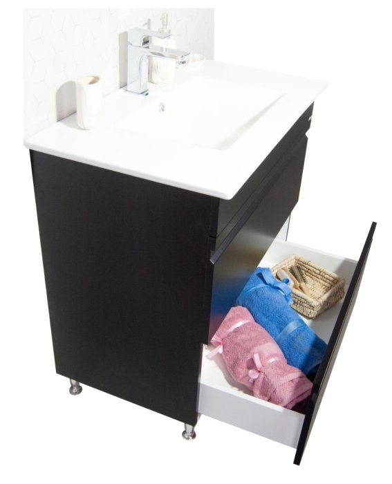 Set Baza front MDF si Lavoar seria 086, cu sertare, montat, 60 cm, negru [5]