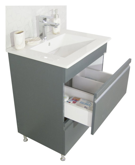 Set Baza front MDF si Lavoar seria 086, cu sertare, montat, 80 cm, antracit [4]