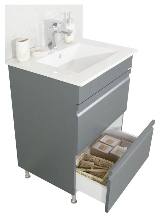 Set Baza front MDF si Lavoar seria 086, cu sertare, montat, 80 cm, antracit [3]