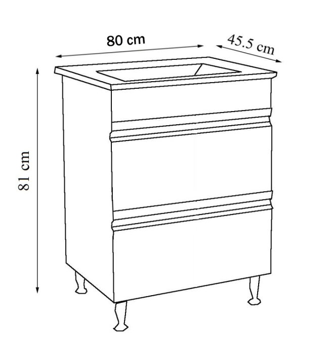 Set Baza front MDF si Lavoar seria 086, cu sertare, montat, 80 cm, antracit [6]