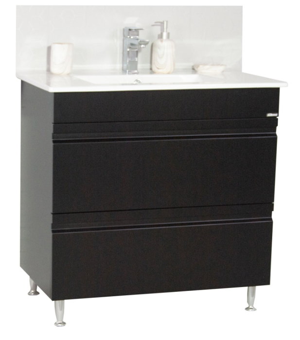 Set Baza front MDF si Lavoar seria 086, cu sertare, montat, 80 cm, negru [2]