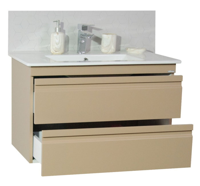 Set Baza front MDF si Lavoar seria 086, cadru metalic, cu sertare, montata, 80 cm, cappuccino [2]