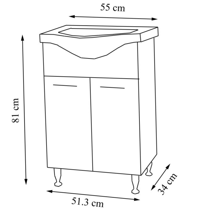 Set Baza front MDF si Lavoar seria 153, 55 cm, bambus [4]