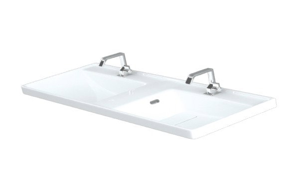 Set Baza front MDF si Lavoar seria 286, suspendata, cu sertare, montat, 120 cm, alb [5]